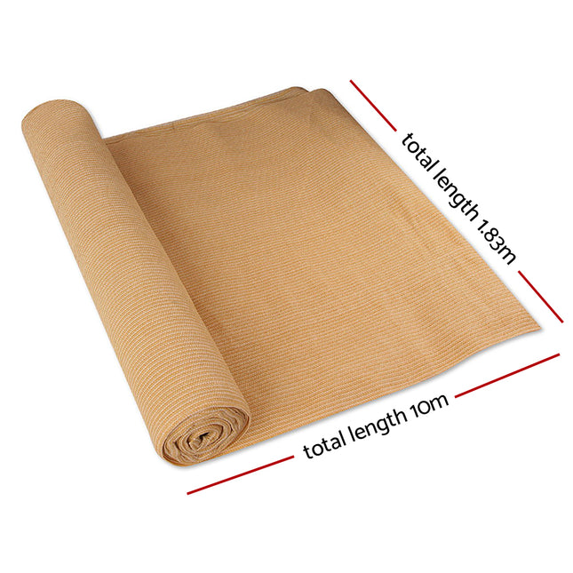 Instahut 90% Shade Cloth 1.83x10m Shadecloth Sail Heavy Duty Beige 2