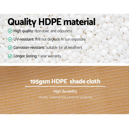 Instahut 90% Shade Cloth 1.83x10m Shadecloth Sail Heavy Duty Beige 5