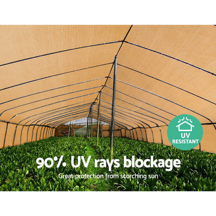 Instahut 90% Shade Cloth 1.83x10m Shadecloth Sail Heavy Duty Beige 6