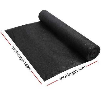 Instahut 90% Shade Cloth 1.83x30m Shadecloth Sail Heavy Duty Black 2