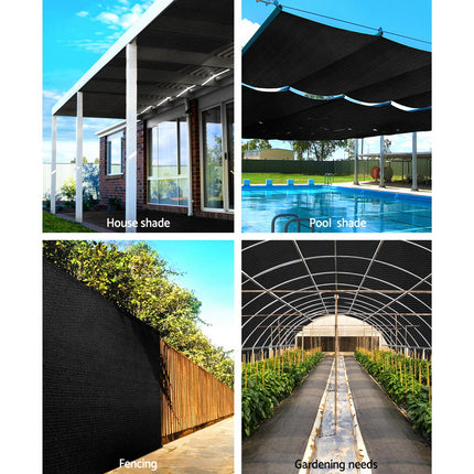 Instahut 90% Shade Cloth 1.83x30m Shadecloth Sail Heavy Duty Black 4