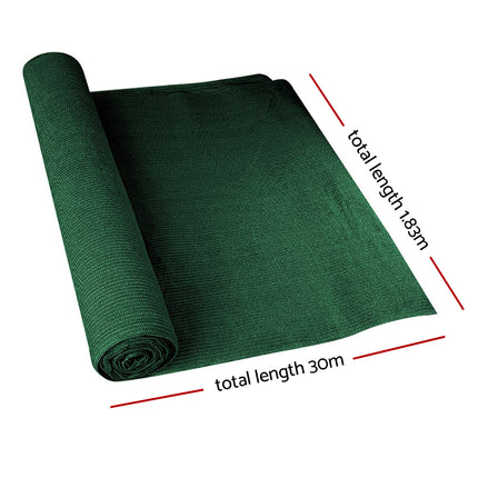 Instahut 90% Shade Cloth 1.83x30m Shadecloth Sail Heavy Duty Green 2