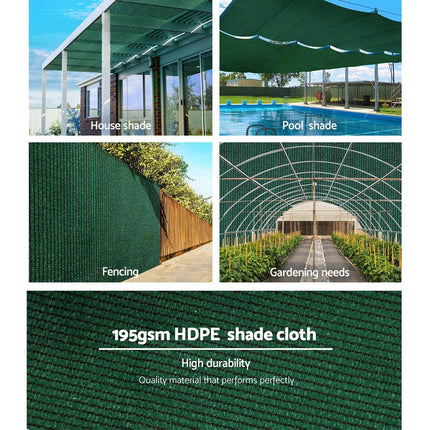 Instahut 90% Shade Cloth 1.83x30m Shadecloth Sail Heavy Duty Green 4
