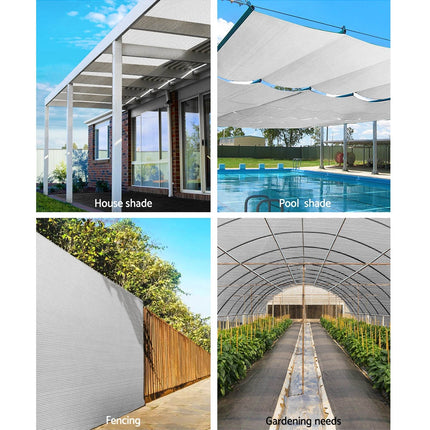 Instahut 30% Shade Cloth 3.66x10m Shadecloth Wide Heavy Duty White 4