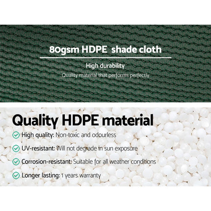Instahut 30% Shade Cloth 3.66x20m Shadecloth Wide Heavy Duty Green 5