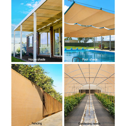 Instahut 70% Shade Cloth 1.83x20m Shadecloth Sail Heavy Duty Beige 4