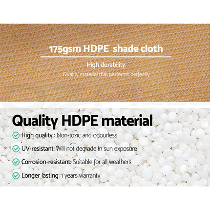 Instahut 70% Shade Cloth 1.83x20m Shadecloth Sail Heavy Duty Beige 5