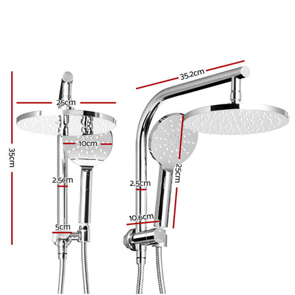 Cefito 9'' Rain Shower Head Set Handheld Round High Pressure Chrome 2