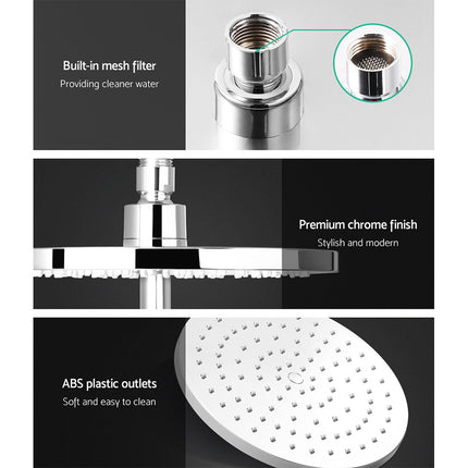 Cefito 9'' Rain Shower Head Set Handheld Round High Pressure Chrome 4