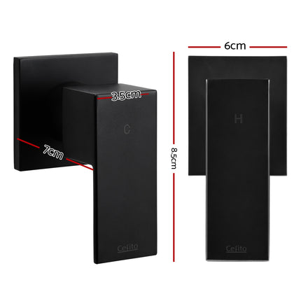 Cefito Shower Twins Tap Wall Bath Taps Brass Hot Cold Basin Bathroom Black 2