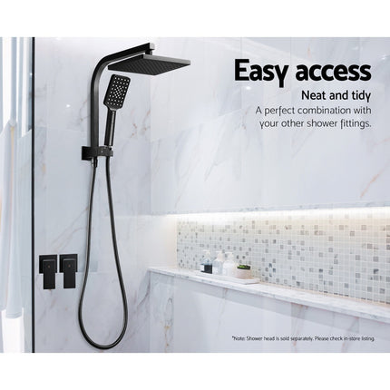 Cefito Shower Twins Tap Wall Bath Taps Brass Hot Cold Basin Bathroom Black 7