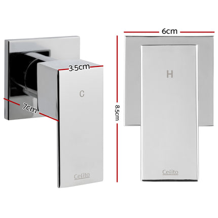 Cefito Shower Twins Tap Wall Bath Taps Brass Hot Cold Basin Bathroom Chrome 2