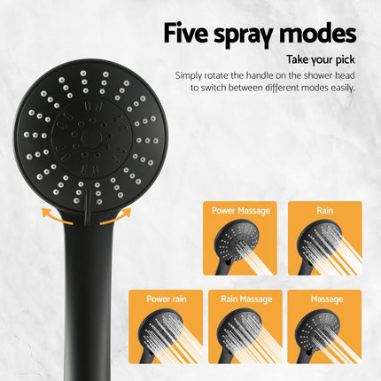 Handheld Shower Head 4.5" High Pressure 5 Modes Poweful Round Black 5