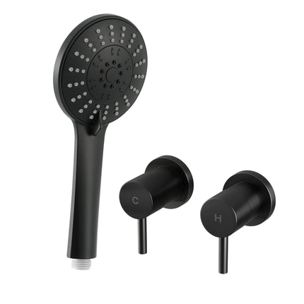 Cefito 4.5" Handheld Shower Head Round with Wall Twin Swivel Bathroom Tap 2