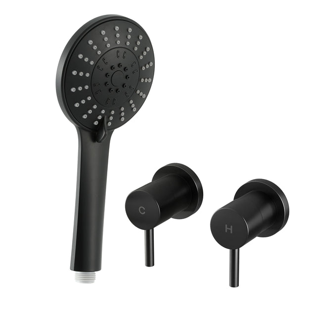 Cefito 4.5" Handheld Shower Head Round with Wall Twin Swivel Bathroom Tap 2
