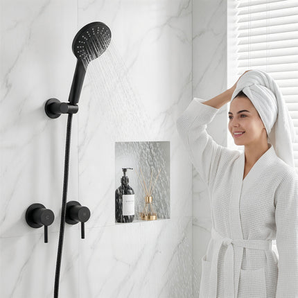 Cefito 4.5" Handheld Shower Head Round with Wall Twin Swivel Bathroom Tap 10