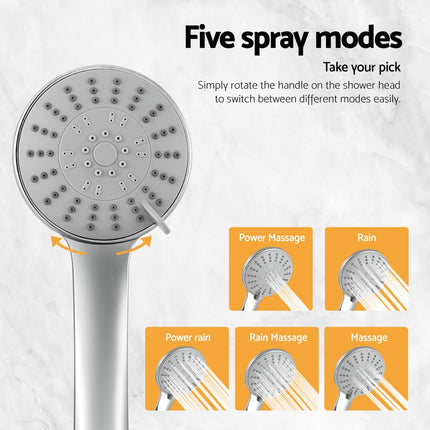 Handheld Shower Head 4.5" High Pressure 5 Modes Poweful Round Chrome 6