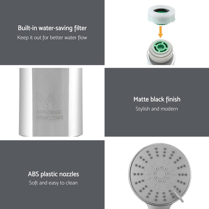 Handheld Shower Head 4.5" High Pressure 5 Modes Poweful Round Chrome 7