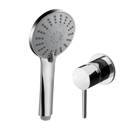 Cefito 4.5" Handheld Shower Head Round with Wall Bathroom Mixer Silver 2