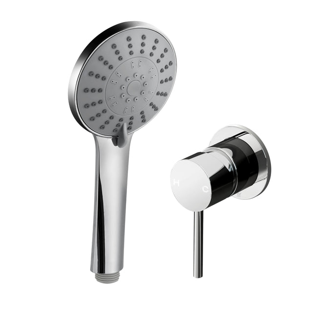 Cefito 4.5" Handheld Shower Head Round with Wall Bathroom Mixer Silver 2