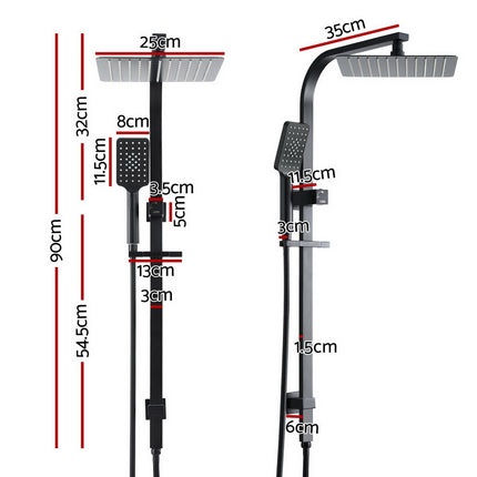 10'' Rain Shower Head Set Handheld Square High Pressure Black 2