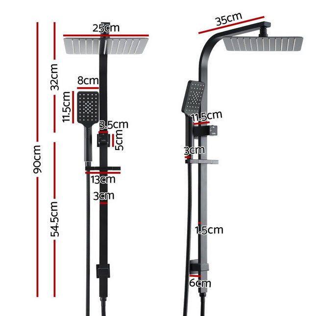10'' Rain Shower Head Set Handheld Square High Pressure Black 2