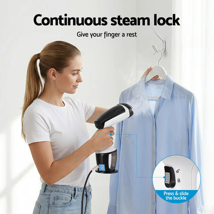 Devanti Clothes Steamer, 1500W Powerful Fast 30s Heat-Up Continuous Steam Lock 160ml Tank Fabric Brush Portable Handheld Steam Iron for Home Travel Business Trip 5