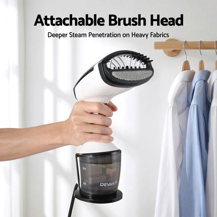 Devanti Clothes Steamer, 1500W Powerful Fast 30s Heat-Up Continuous Steam Lock 160ml Tank Fabric Brush Portable Handheld Steam Iron for Home Travel Business Trip 7