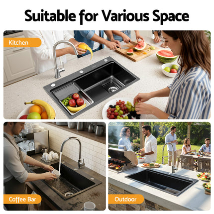 Cefito Kitchen Sink 304 Stainless Steel Bar Sink Millet Grain Water Basin Sink 7