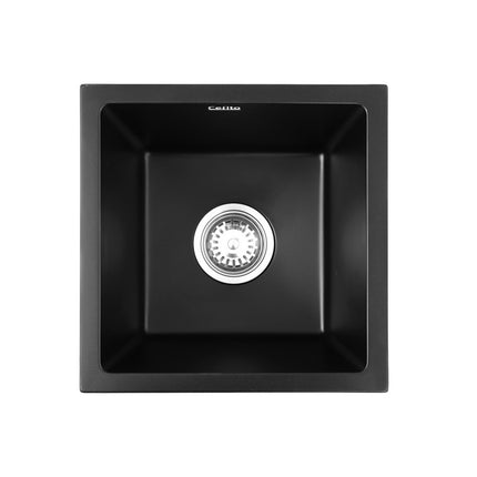 Cefito Kitchen Sink 38x38cm Granite Stone Sink Single Bowl Black 3