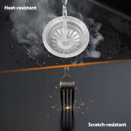 Cefito Kitchen Sink 45x45cm Granite Stone Sink Single Bowl Black 6