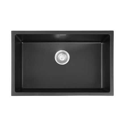 Cefito Kitchen Sink 70x45cm Granite Stone Sink Single Bowl Black 3