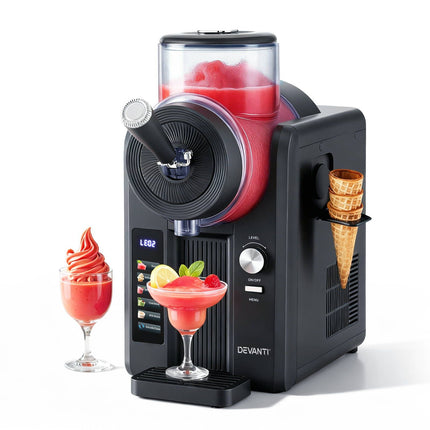 Devanti 2L Slushie Machine Ice Cream Maker Frozen Smoothies Milkshakes Black 2