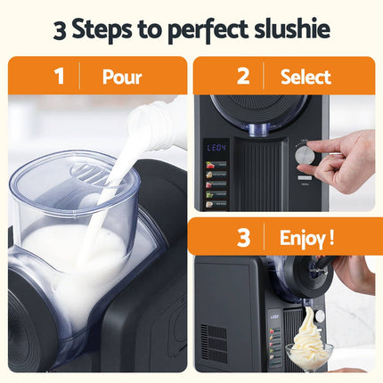 Devanti 2L Slushie Machine Ice Cream Maker Frozen Smoothies Milkshakes Black 9