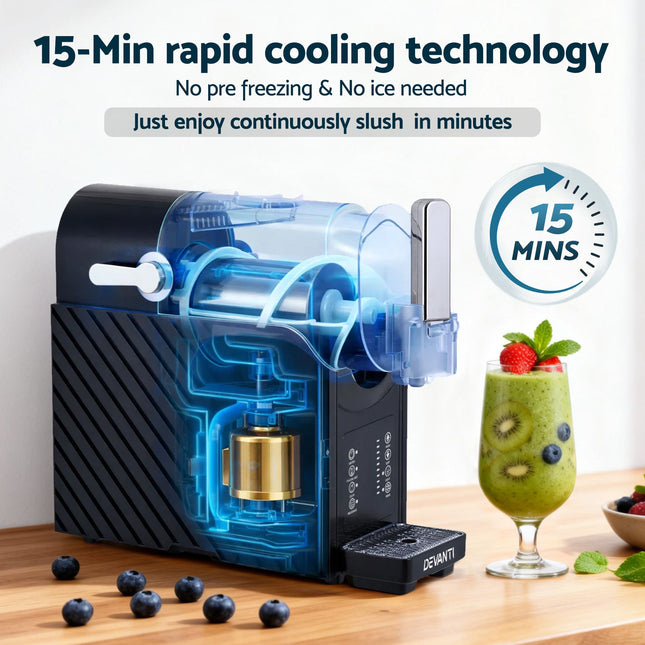 Devanti 1.8L Slushie Machine Maker Frozen Smoothies Milkshakes Black 2