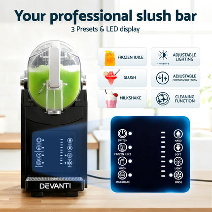 Devanti 1.8L Slushie Machine Maker Frozen Smoothies Milkshakes Black 3