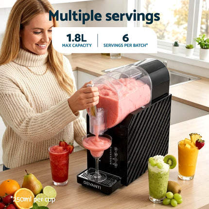 Devanti 1.8L Slushie Machine Maker Frozen Smoothies Milkshakes Black 11
