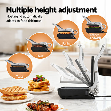 Devanti 3 in 1 Sandwich Maker Steak Press Grill 1000W 6