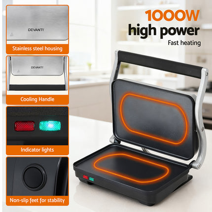 Devanti 3 in 1 Sandwich Maker Steak Press Grill 1000W 7