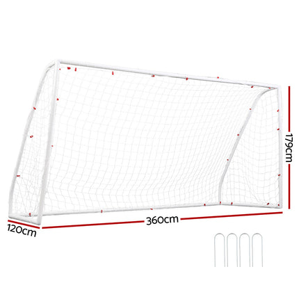 Everfit 12FT Soccer Football Goal Net UPVC Frame with PE Mesh Weatherproof Portable Goals for Backyard Training Competitive Play 2