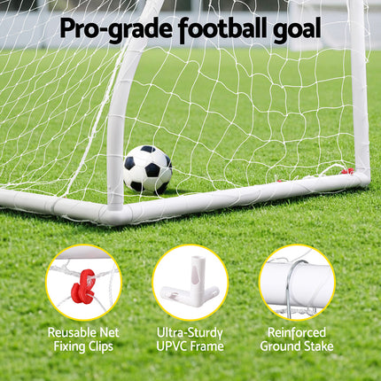 Everfit 12FT Soccer Football Goal Net UPVC Frame with PE Mesh Weatherproof Portable Goals for Backyard Training Competitive Play 4