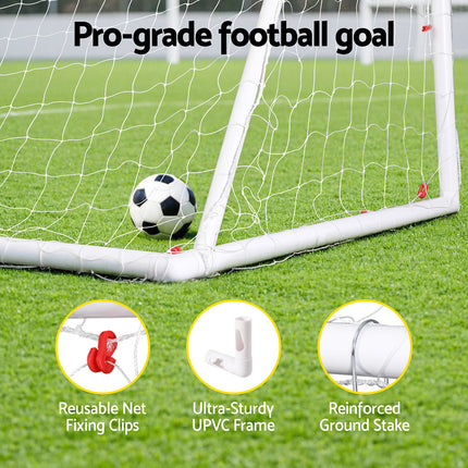 Everfit 8FT Soccer Football Goal Net UPVC Frame with PE Mesh Weatherproof Portable Goals for Backyard Training Competitive Play 4