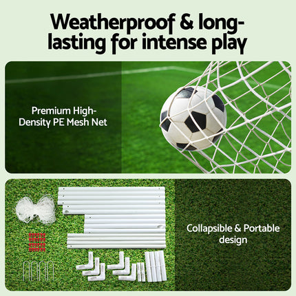 Everfit 8FT Soccer Football Goal Net UPVC Frame with PE Mesh Weatherproof Portable Goals for Backyard Training Competitive Play 5