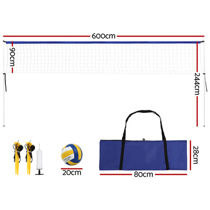 Everfit 6M Portable Volleyball Net Set Adjustable Height Multi-Sport Net with Ball and Bag 2