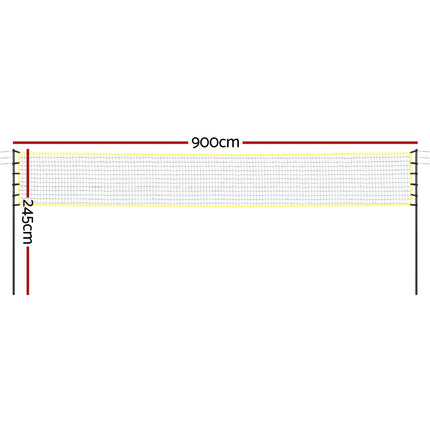 Everfit 9M Portable Volleyball Net Set with Ball Boundary Lines Badminton Tennis 2