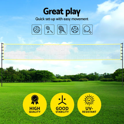Everfit 9M Portable Volleyball Net Set with Ball Boundary Lines Badminton Tennis 4