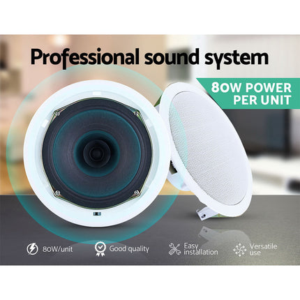 2 x 6" In Ceiling Speakers Home 80W Speaker Theatre Stereo Outdoor Multi Room 4