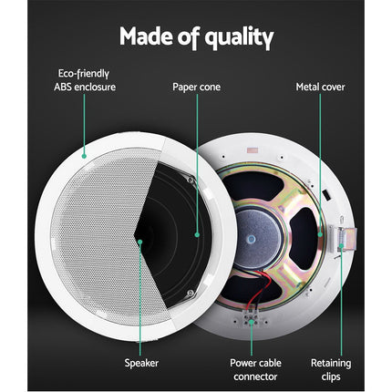2 x 6" In Ceiling Speakers Home 80W Speaker Theatre Stereo Outdoor Multi Room 5