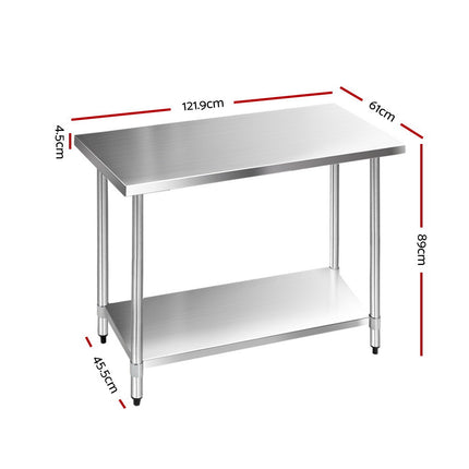 Cefito 1219x610mm Stainless Steel Kitchen Bench 430 2