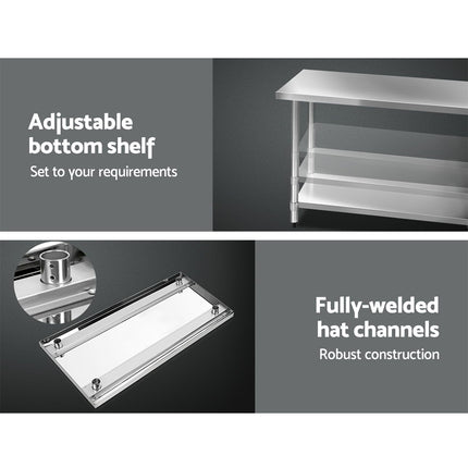 Cefito 1219x610mm Stainless Steel Kitchen Bench 430 5